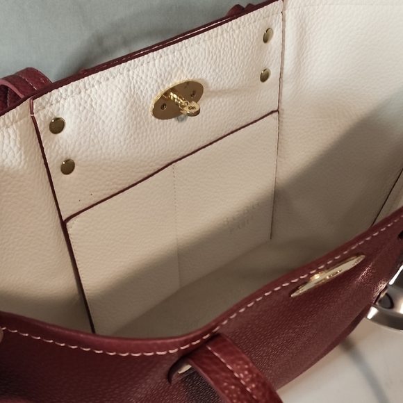 BCBG Dk Red NWOT Leather Tote with Gold Accents - Picture 7 of 11